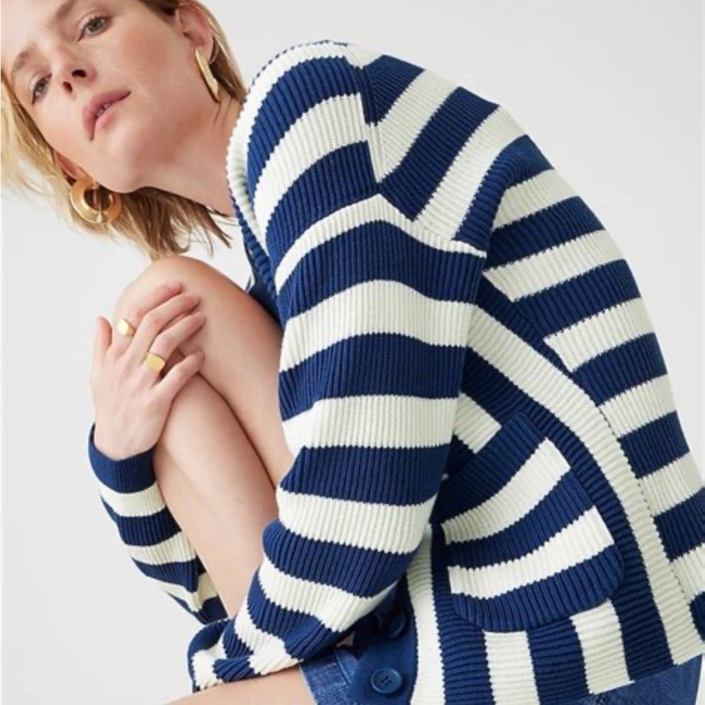 Cotton J. Crew Oversized Stripe Cardigan
